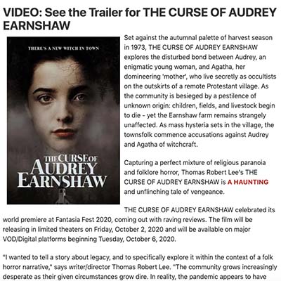 VIDEO: See the Trailer for THE CURSE OF AUDREY EARNSHAW